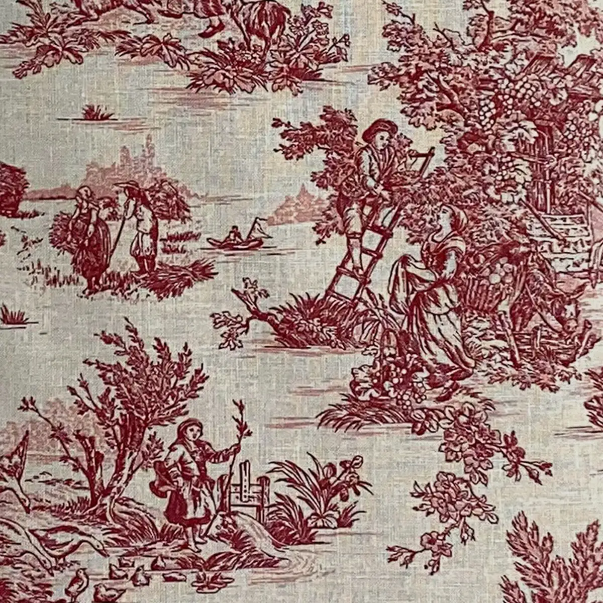 Coussin - Toile de Jouy Rouge