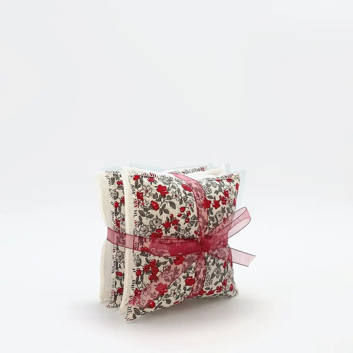 Lot 4 Coussins – Léonie Rouge & Gris