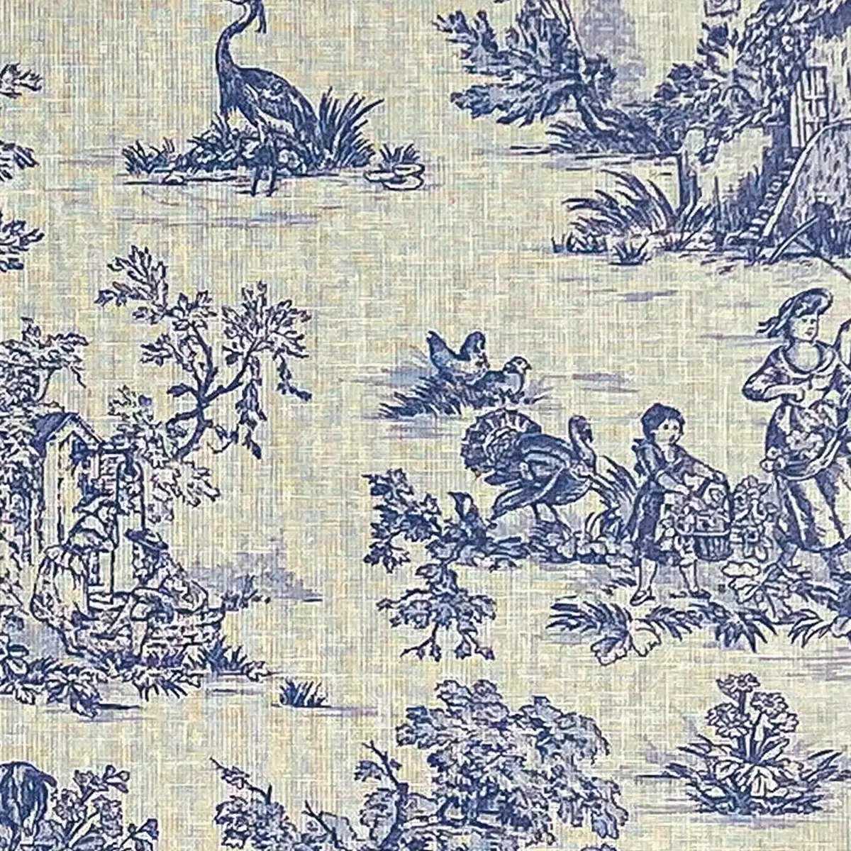 Coussin - Toile de Jouy Bleu